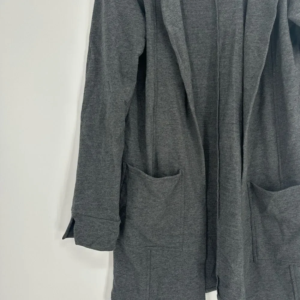 Garnet Hill Duster Cardigan Grey Open Front Draped Modal Soft Size Medium